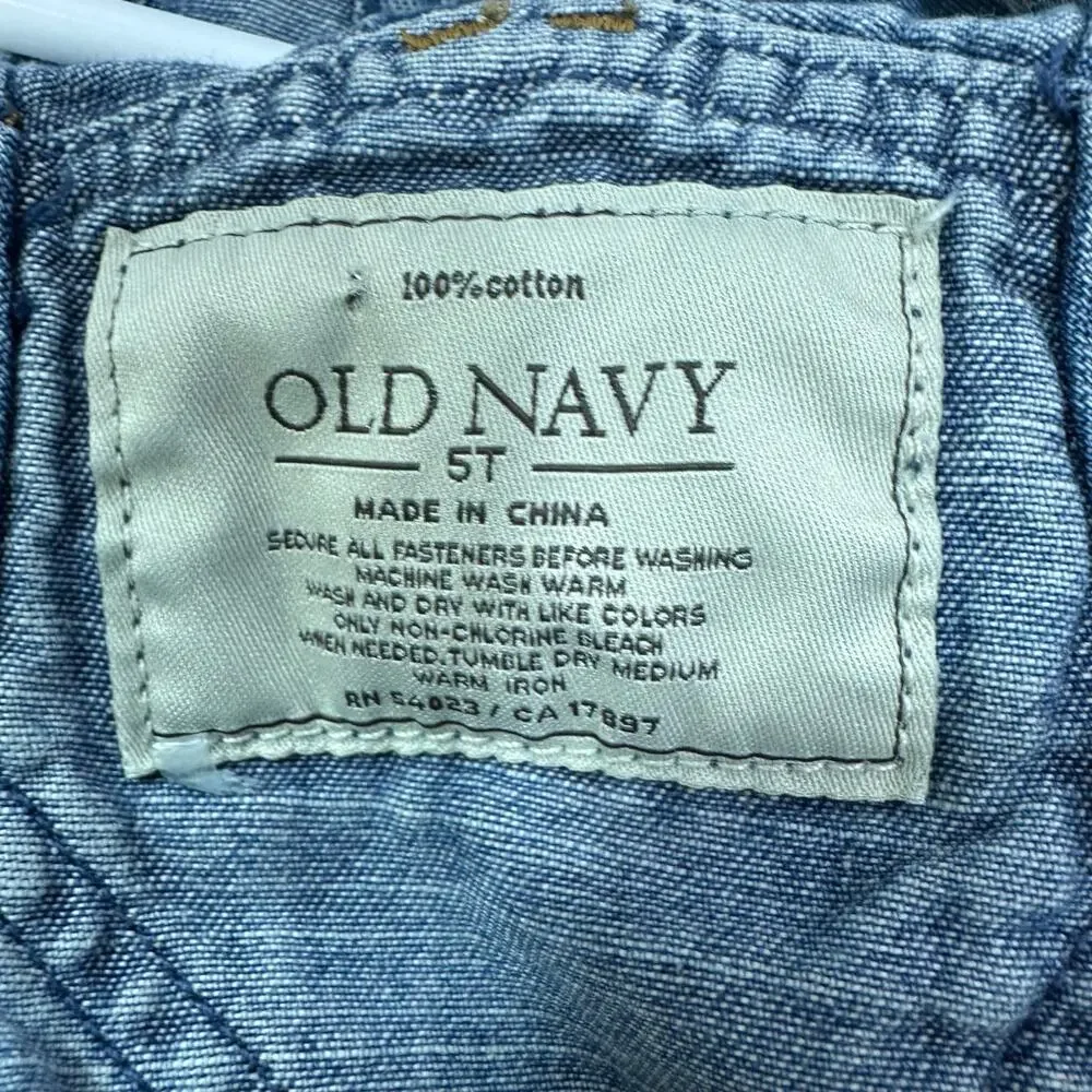 Old‎ Navy Baby Denim Overalls Size 5T Blue Adjustable Pockets 100% Cotton Unisex